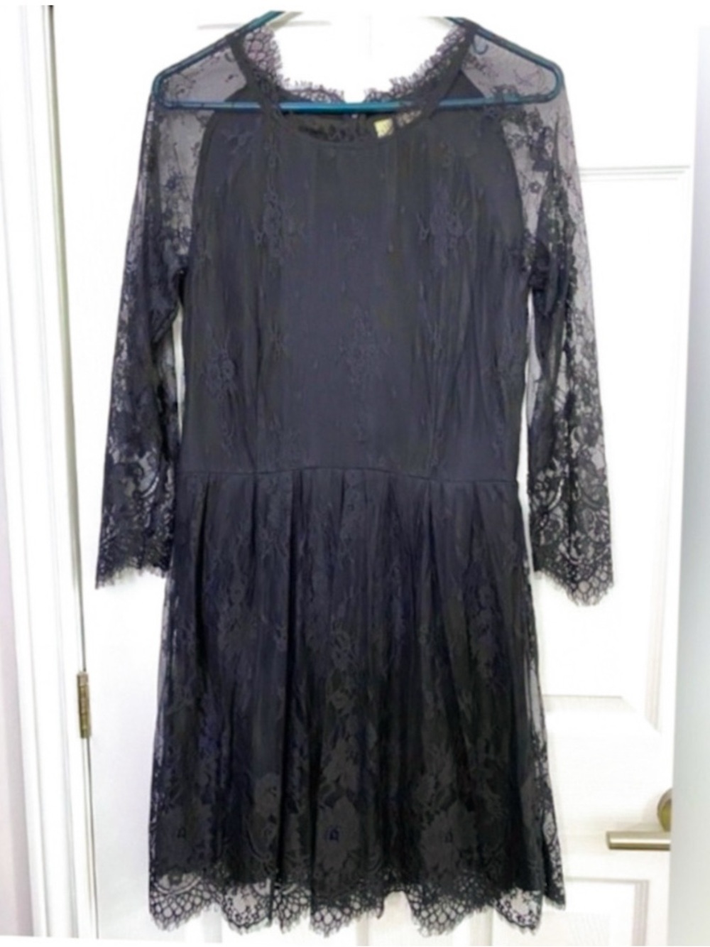 NWOT - Wyatt Black Fit & Flare Lace Dress w/ 3/4 Sleeves